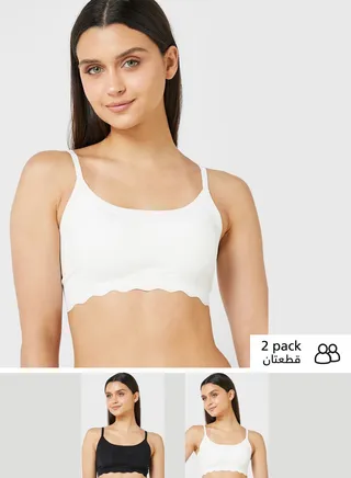 2 Pack Scallop Hem Sports Bra