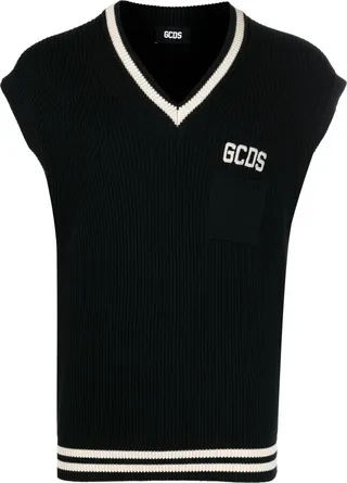 Logo-Intarsia V-Neck Knit Vest