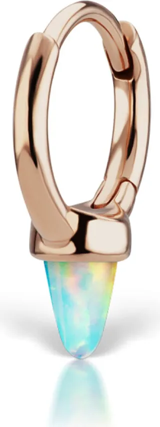 White Opal Spike Rose Gold Single Hoop Earring