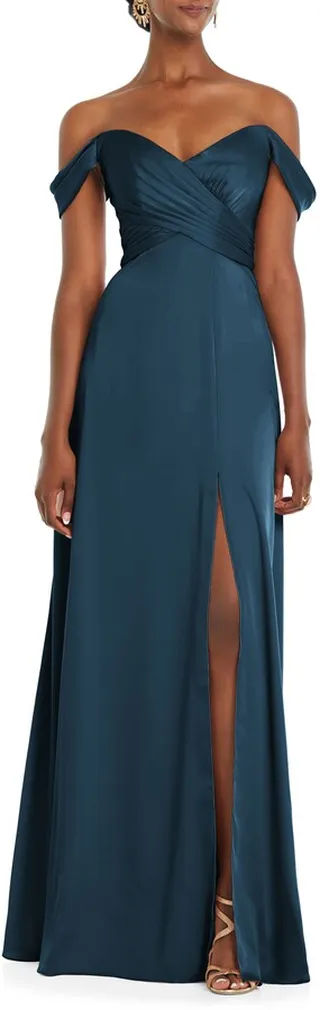 Off the Shoulder Satin Gown