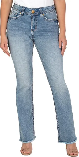 Starlette Womens Mid-Rise Distressed Bootcut Jeans