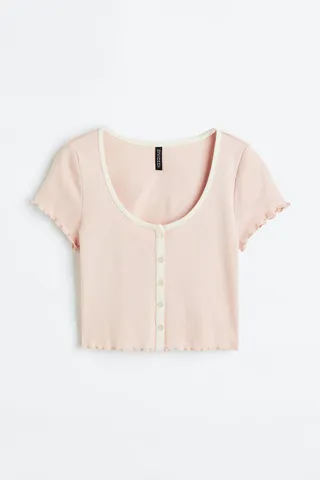 Button-front Crop Top