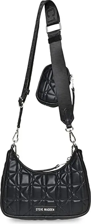 Steve Madden Vital-G Multi Pouch Quilted Crossbody (Black) Handbags