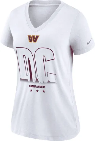 Nike Women's Team (NFL Washington Commanders) Mid V-Neck T-Shirt in White