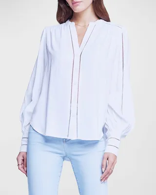 Kiera Ladder-Trim Blouse