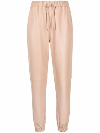 Leather Drawstring Jogging Bottoms