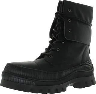 Goldie Womens Leather Over The Ankle Combat & Lace-up Boots