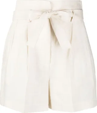 Tied-Waist Pleated Shorts
