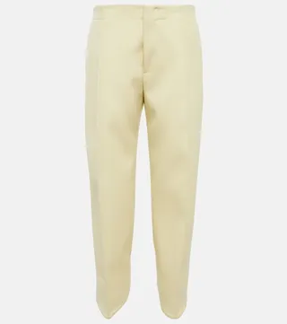 Mid-rise cropped wool pants
