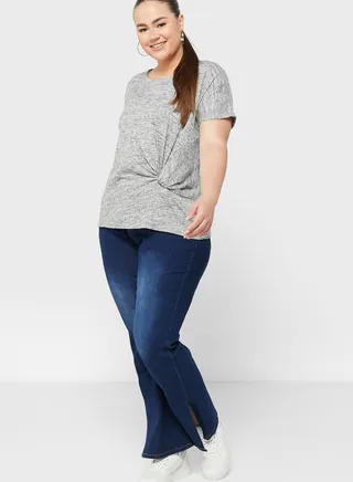 Slit Hem Flared Jeans