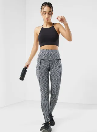 Printed Ankle Pocket Detail Athletic Leggings