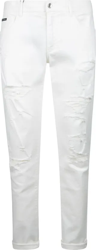 Distressed Effect Logo Patched Jeans