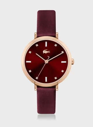 Geneva Leather Strap Analog Watch