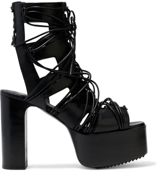 Megalaced Kiss cutout leather platform sandals