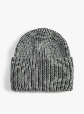 Rib-Knit Beanie with Wide Foldover Cuff
