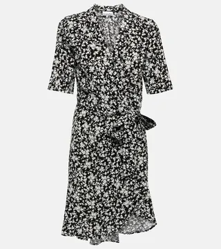 Floral crepe wrap minidress