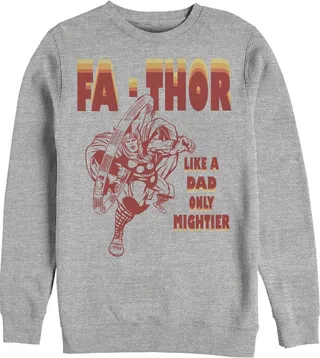 Men's Marvel Fa-Thor Like a Dad Only Mightier Comic Thor Sweatshirt - Athletic Heather - Small
