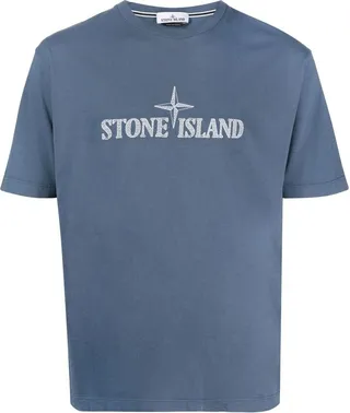 Blue Stitches Two Embroidered T-Shirt