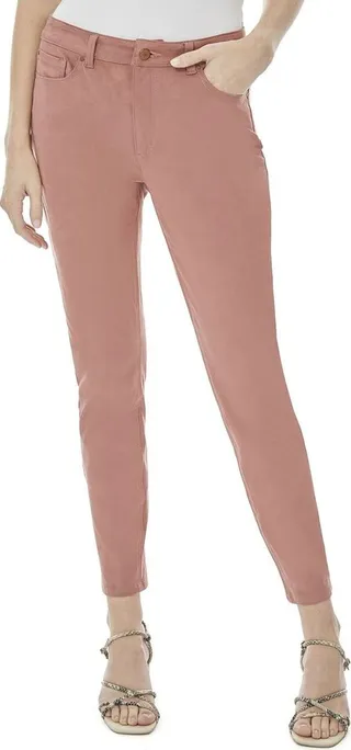 Womens Faux Suede High Rise Straight Leg Pants