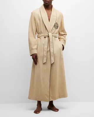 Men's Embroidered Suede Robe