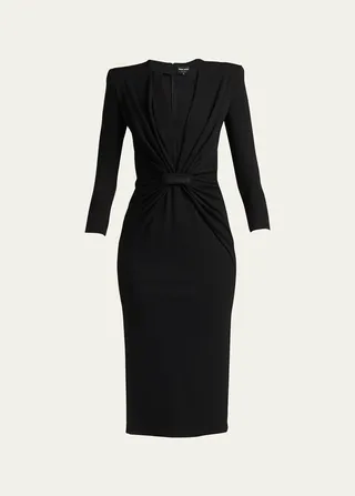 Draped Milano Stitch Midi Dress
