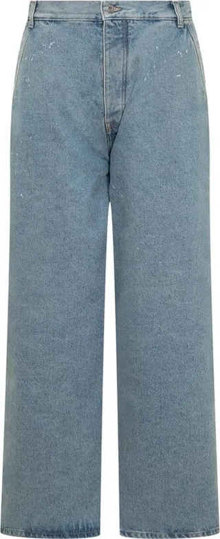 Off-White Logo Patch Wide Leg Jeans