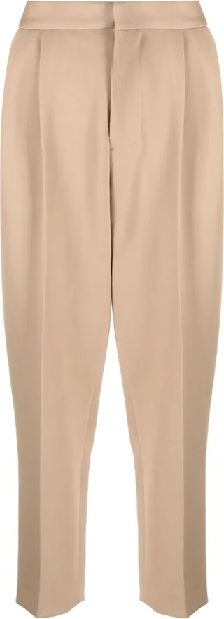 Pleated Cropped-Leg Trousers