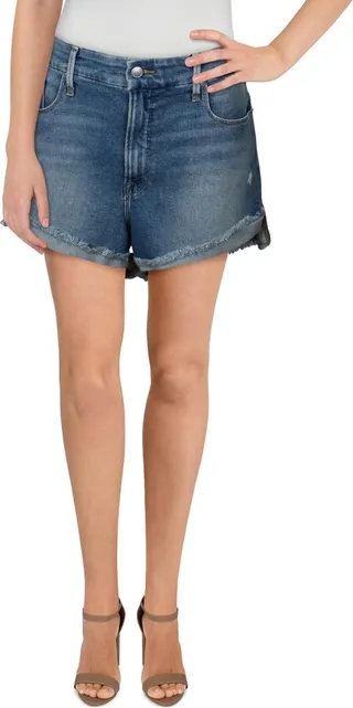 Good Curve Womens Denim Frayed Denim Shorts