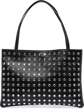 Black Suki Crystal-Embellishment Leather Tote Bag