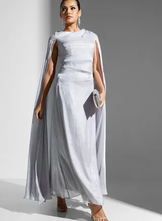 Zena Louay Dress With Cape Detail