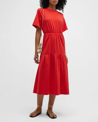 Santos Tiered A-Line Jersey Midi Dress
