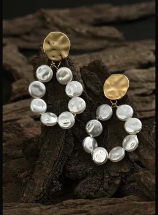Gold Plated Pearl Beaded Drop Earring