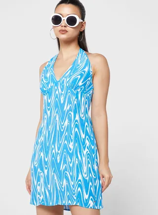 Halter Neck Printed Dress