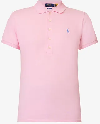 Womens Carmel Pink Logo-embroidered Stretch-cotton Polo Shirt