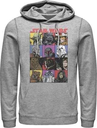 Men's Star Wars Comic Strip Cartoon Group Pull Over Hoodie - Athletic Heather - X Large
