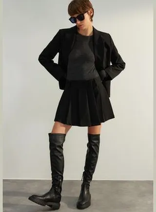 Black Limited Edition High Quality Mini Woven Mini Skirt TWOAW24ET00291