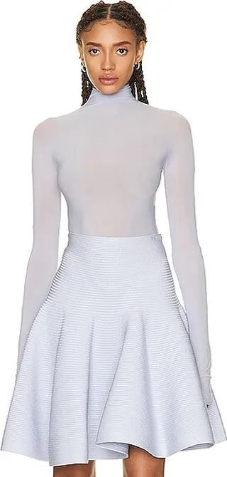 ALAÏA Sheer Bodysuit in Blue