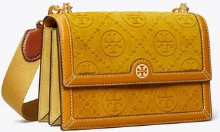 Small T Monogram Suede Embossed Shoulder Bag
