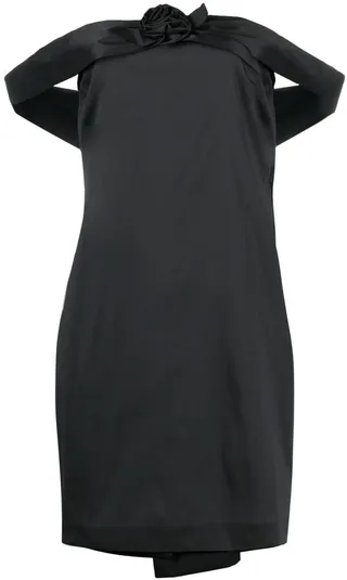 Floral-Appliqué Off-Shoulder Dress