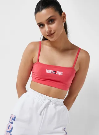 Strappy Logo Knitted Crop Top