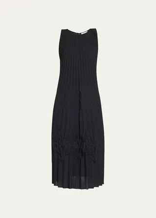 Origami Pleated Sleeveless Midi Dress
