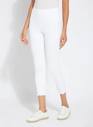 Lysse Scallop Edge Ankle Denim Legging - White