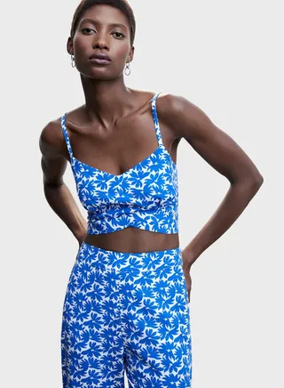 Strappy Floral Print Crop Top