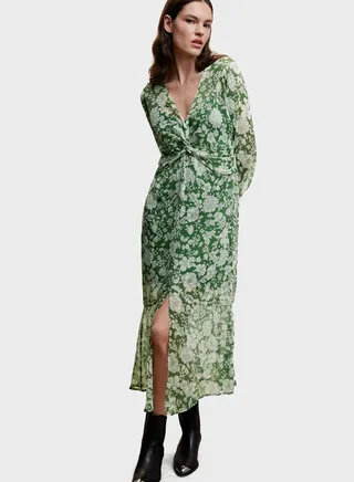 Floral Print Front Twist Dress