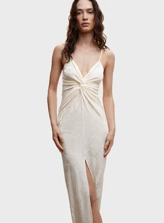Front Knot Slit Detail Dress