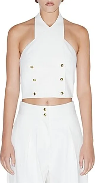 Rosetta Getty Button Detail Halter Top