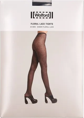 Floral lace mesh tights