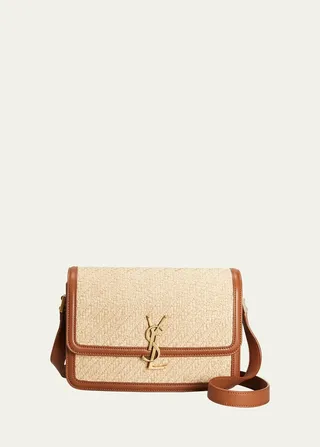 Medium YSL Flap Raffia Shoulder Bag