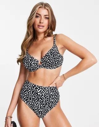 Peek & Beau Fuller Bust Exclusive mix and match underwire bikini top in black polka dot