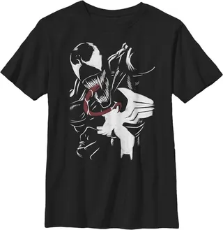 Boy's Marvel Venom Paint Print T-Shirt - Black - X Large